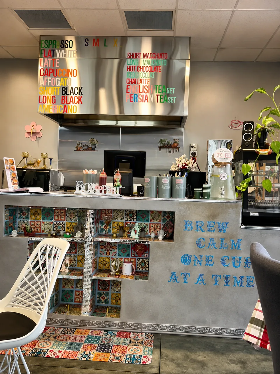 The colourful front counter inside A Cup Of Rest